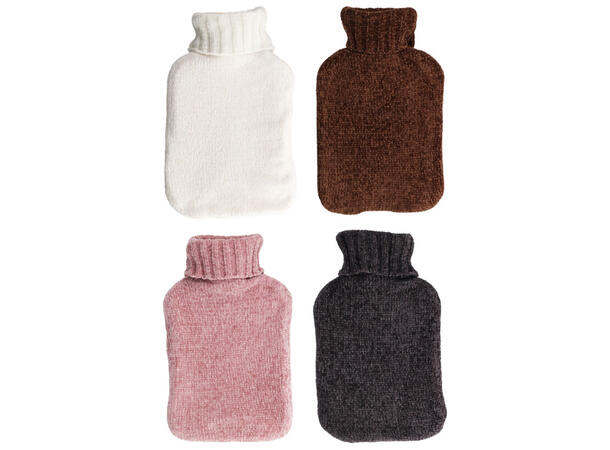 Varmeflaske strikket 32x20cm 4ass 1,75 L Offwhite, rosa, grå, brun polyester 