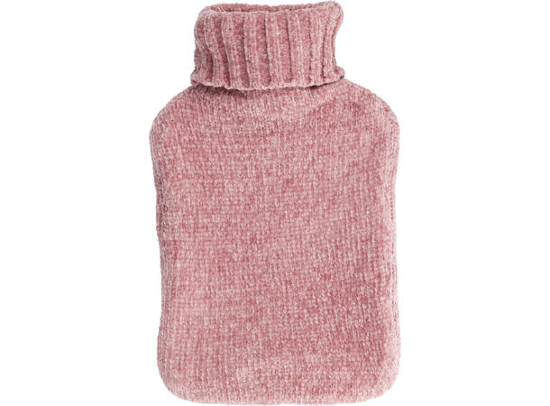 Varmeflaske strikket 32x20cm 4ass 1,75 L Offwhite, rosa, grå, brun polyester 
