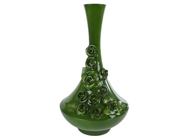 Vase blomster metall grønn 19x19x34cm 
