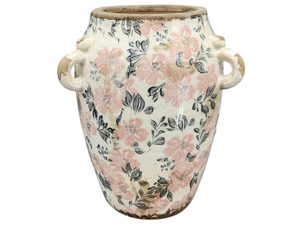 Vase blomstret keramikk 15,5x15,5x18,5cm Forpakning: 4 stk 