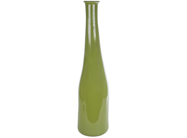 Vase glass høy shiny grønn 18x18x80cm Produsert i Spania 