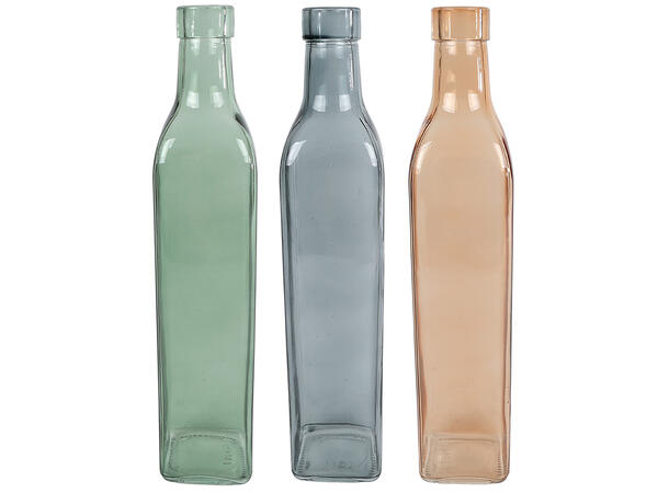 Vase grønn/amber/grå glass 6x26,5cm 3ass 