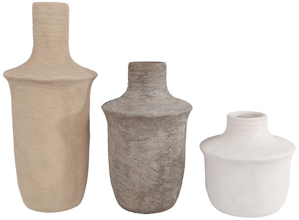 Vase lys brun/grå/hvit keramikk s/3 Eske: 10x10x24cm 
