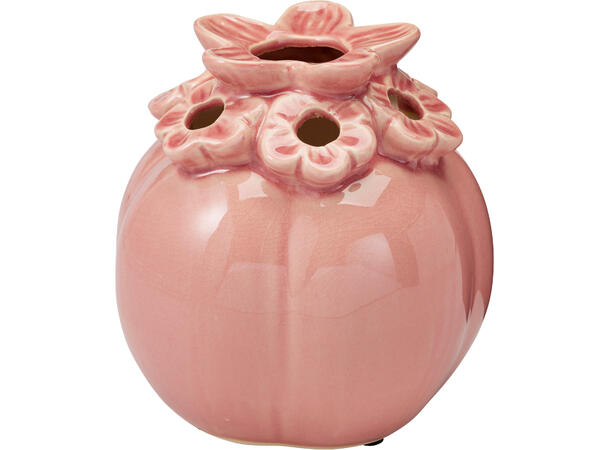 Vase med blomsterhull 17cm 3ass Porselen 