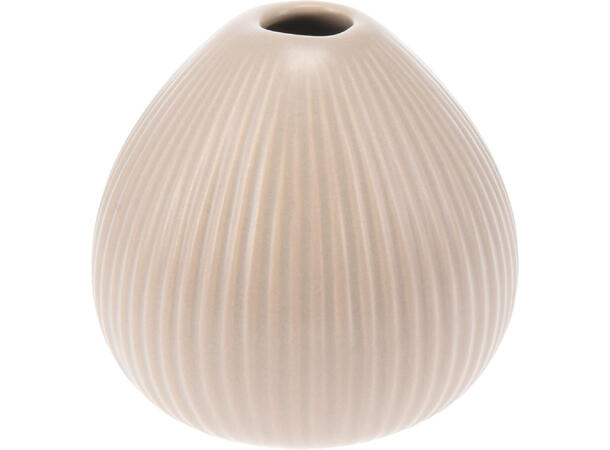 Vase rund stripet keramikk 10x10cm 5ass Forpk: 5stk Hvit,grå,grønn,brun,krem 