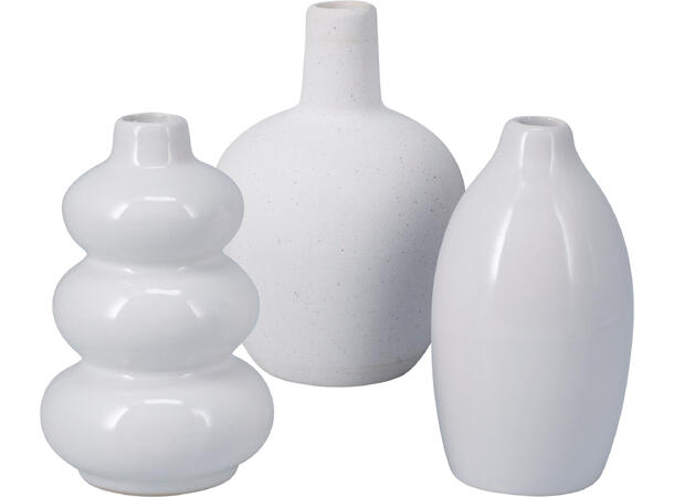 Vase sett 3 deler 24x9x11cm hvit Keramikk 