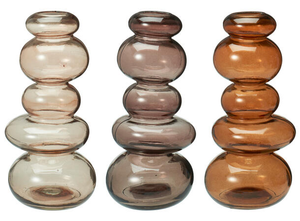 Vase stabel brunfarger h:23,5 3ass Forpk 12stk 
