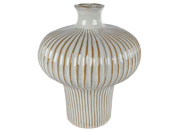 Vase stripet keramikk hvit/brun 31x35cm Forpakning: 2stk 