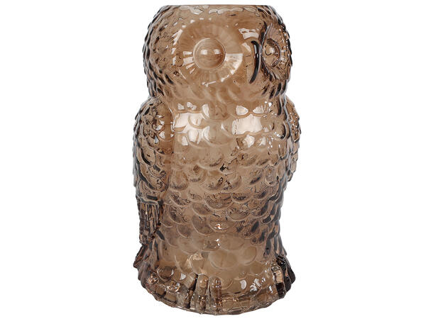 Vase ugle lys brun glass 16x16x20cm 
