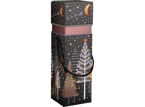 Vinboks jul 10x10x32,5cm 4ass Rød grønn hvit sort 