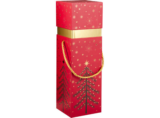 Vinboks jul 10x10x32,5cm 4ass Rød grønn hvit sort 