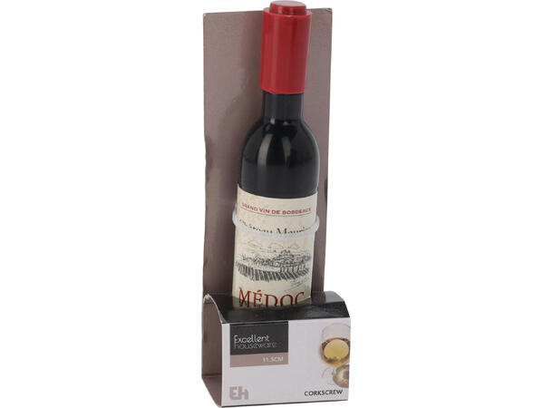 Vinopptrekker vinflaske 11,5x2,5X2,5cm Display med 16stk 