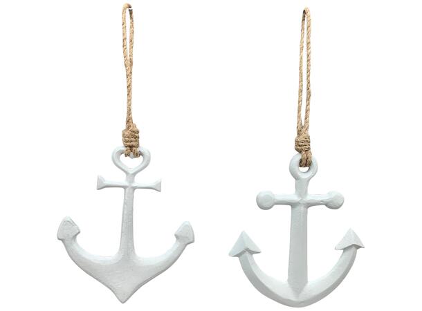 Anker veggdekor hvit metall 9x10cm 2ass Forpakning 18stk 