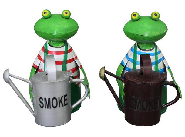 Askebeger frosk metall 15x13x19cm 2ass 