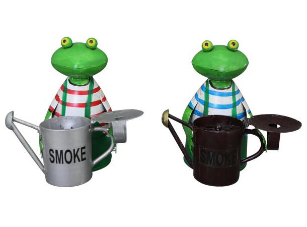 Askebeger frosk metall 15x13x19cm 2ass 