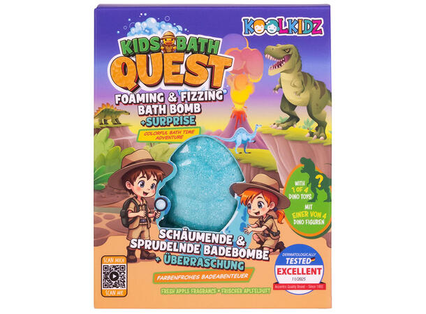 Badebombe Dinosaur overraskelsesleke Forpk 6stk Gaveeske Vegansk Epleduft 