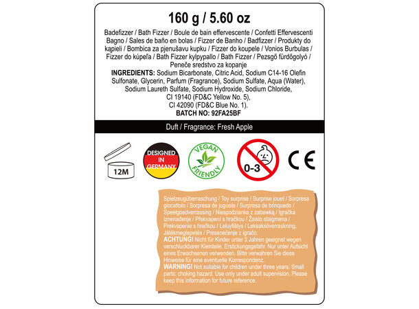 Badebombe Dinosaur overraskelsesleke Forpk 6stk Gaveeske Vegansk Epleduft 