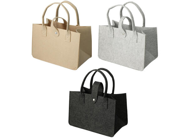 Bag filt 30x17x20cm med tekster 3ass Beige, lys grå, mørk grå 