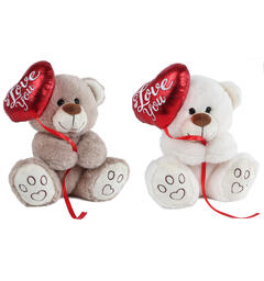Bamse m/hjerteballong 20cm 2ass Forpk 6stk Take me home