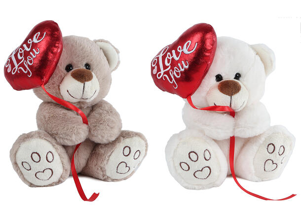 Bamse plysj hjerteballong 20cm 2ass Forpk 6stk Take me home 
