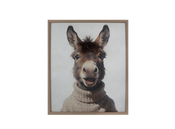 Bilde esel med kunstpels beige 50x60cm 