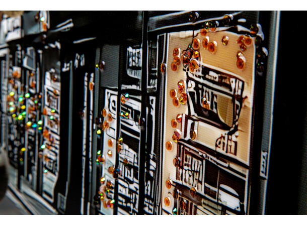 Bilde lerretstrykk elefant i by 70x100cm Shiny foliert fototrykk 