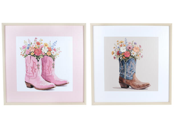 Bilde støvler blå/rosa tre 60x60cm 2ass 