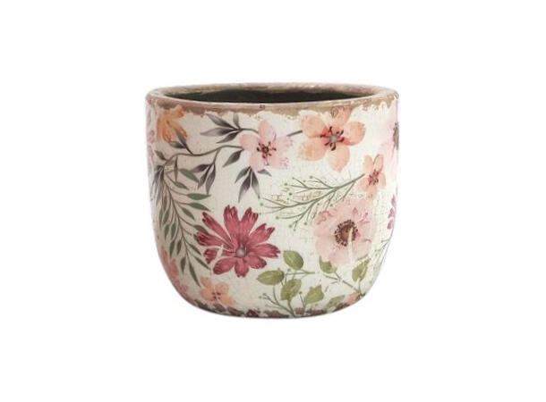 Blomsterpotte blomstret keramikk 11x9cm 