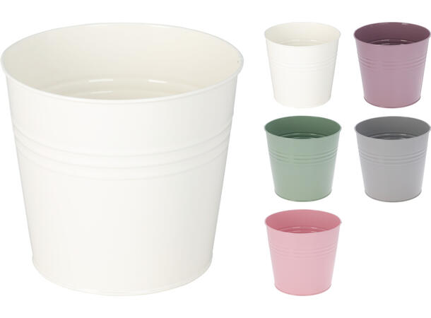 Blomsterpotte galvani. jern 13x11cm 5ass Vekt: 90g 