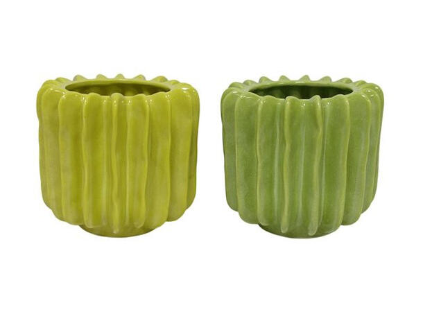 Blomsterpotte grøn porselen 16x15cm 2ass 