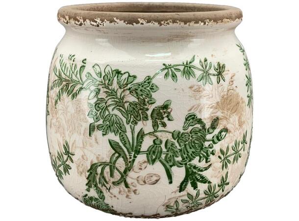 Blomsterpotte grønn keramikk 15,5x13cm 
