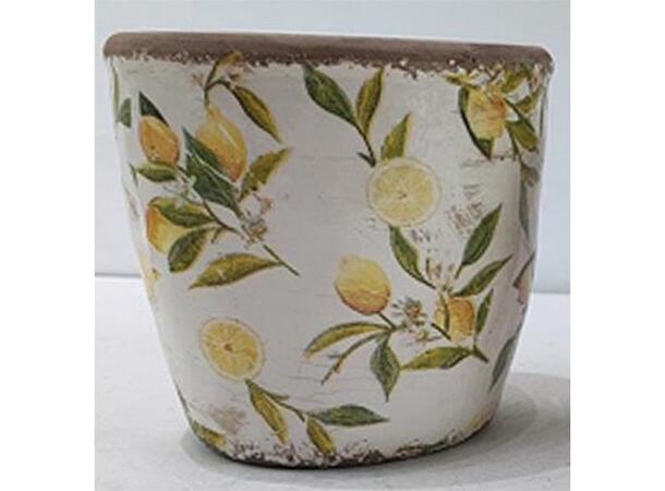 Blomsterpotte m/sitron keramikk 16x15cm 