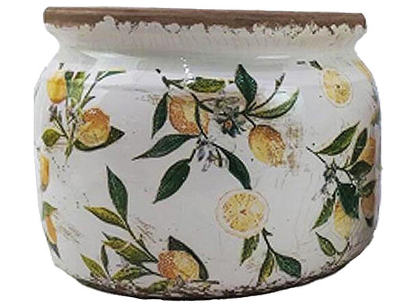 Blomsterpotte m/sitron keramikk 20x15 cm 