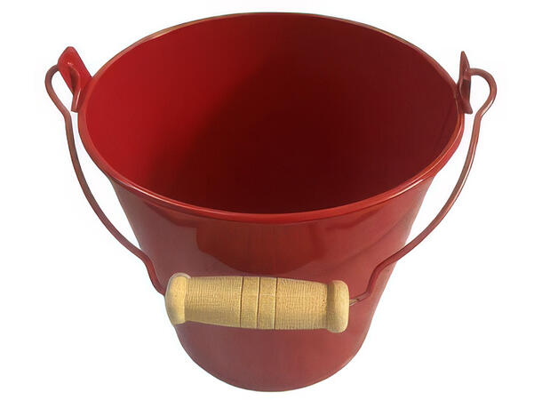 Blomsterpotte metall rød 15x13/23cm Med trehåndtak 