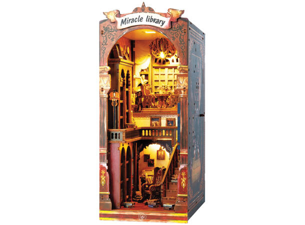 Book Nook byggesett Bibliotek 371 deler Med Led-lys, uten batteri 