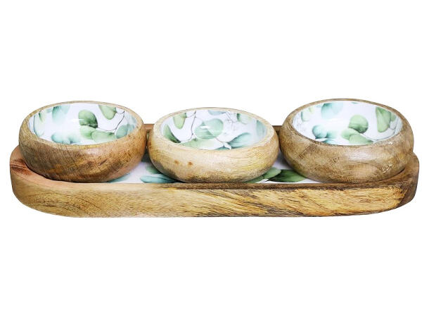 Brett eukalyptus m/3 skåler 36x12,5x7cm 