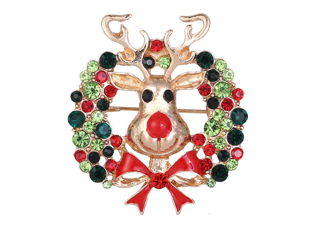 Brosje Reinsdyr metall i gaveeske Sink uten kadmium, nikkel, bly 