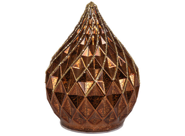 Dråpe glass LED rutet brun/glitter 15cm Batteri: 3x2AA 