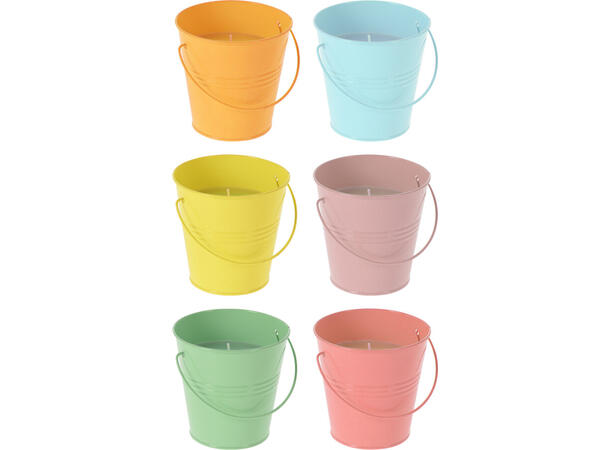Duftlys Sitronella bøtte 10cm 6ass 160g voks med brennetid:32 timer 