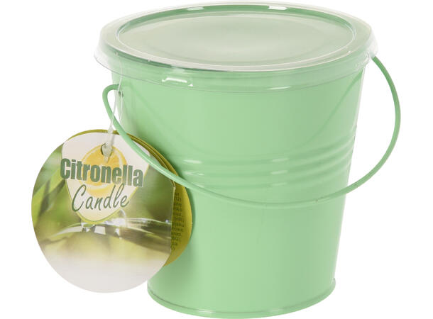 Duftlys Sitronella bøtte 10cm 6ass 160g voks med brennetid:32 timer 