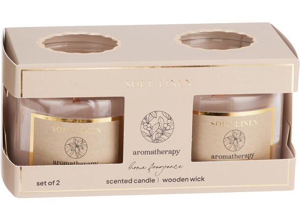 Duftlys glass treveke 6x6cm 2stk 6ass Forpk 12stk Brenntid 8t 