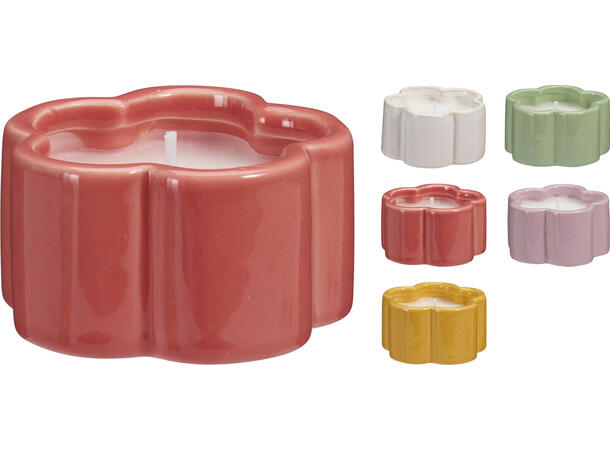 Duftlys i porselenblomst 7x4cm 5ass Forpk 20stk 