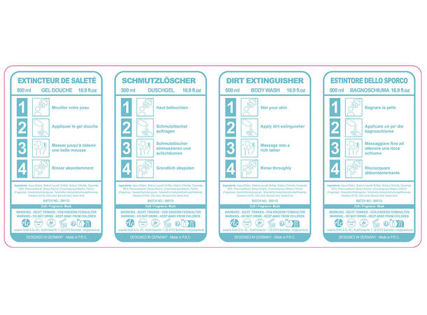 Dusjsåpe 500ml Brannslukker rød Forpk 6stk Vegansk Uten parabener/SLES 