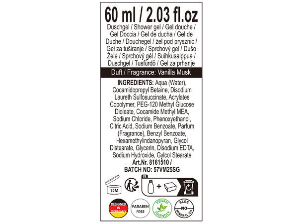 Dusjsåpe Winter Magic 60ml Vanilje Display 24stk i slede Vegansk u/SLES 