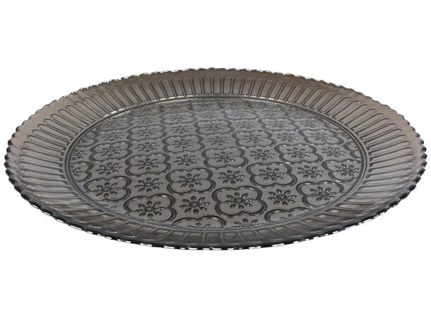 Fat skål antikksort glass 33x33x2,5cm Forpakn.4stk 