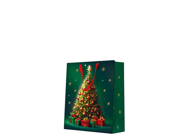 Gavepose Juletre grønn 20x10x25 