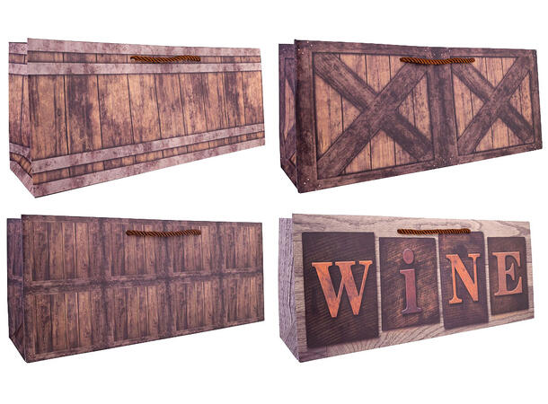 Gavepose til flaske 37x15,5x10 cm 4ass Forpk 12stk 