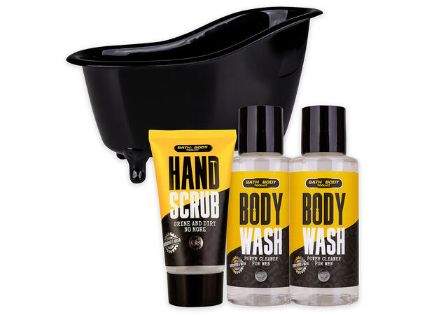 Gavesett i badekar Dusjsåpe skrubb/svamp Sandal & Musk Vegansk Uten paraben/SLES 