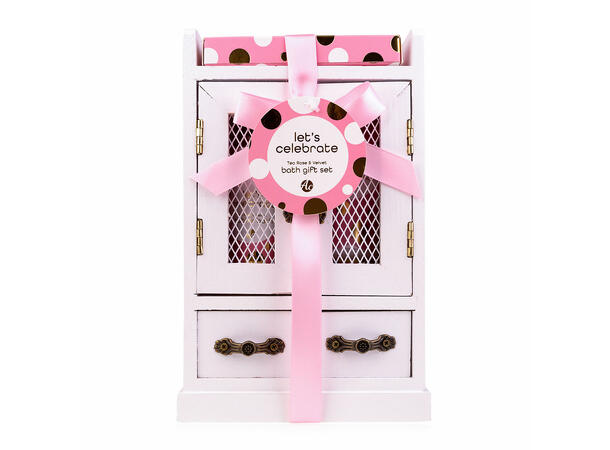 Gavesett skum krem badesalt i miniskap Vegansk Uten parabener/SLES m/roseduft 