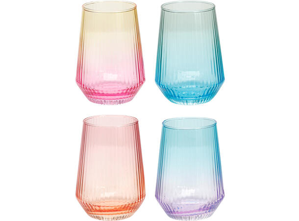 Glass 400ml flerfarget h:11,5cm 4ass 